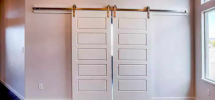 Glass Barn Door with Installation Hardware Kit Hickory